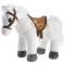 Peluche Cheval weiß mit braun 30x13 cm - miniature