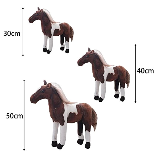 Peluche Cheval marron clair et blanc 40 cm variant 1 