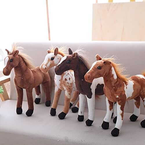 Peluche Cheval marron clair et blanc 40 cm variant 6 