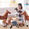 Peluche Cheval marron clair et blanc 40 cm - miniature variant 1