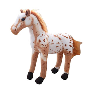 Peluche Cheval jaune et blanc 30 cm