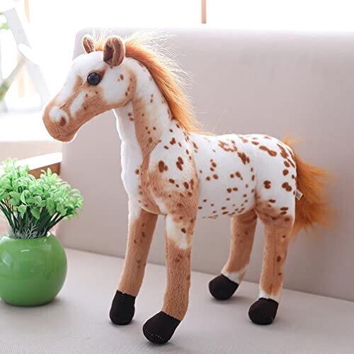 Peluche Cheval jaune et blanc 30 cm variant 1 