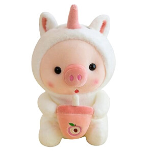 Peluche Cochon blanc+licorne+ 25 cm