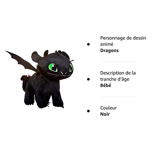 Peluche Dragon noir 40 cm variant 8 