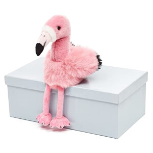 Peluche Flamant rose rose noir 18 cm