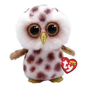 Peluche Hibou blanc marron 8.5x7 cm