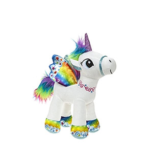 Peluche Licorne blanc/arc en ciel 34 cm