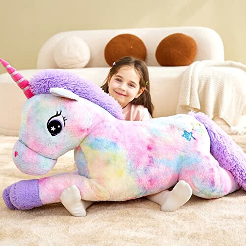 Peluche Licorne multicolore 110 cm variant 3 
