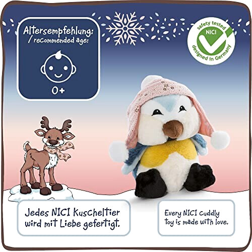 Peluche Mésange, Pingouin - Oiseau - couleuré 13 cm variant 2 