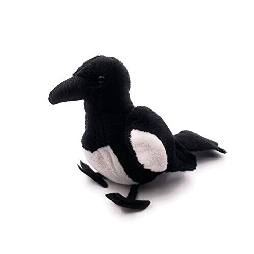 Peluche Corbeau, Pie - Oiseau - noir 12 cm