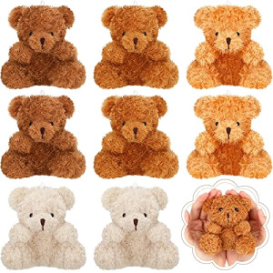 Peluche Ours café jaune-brun gris-brun abricot 10 cm