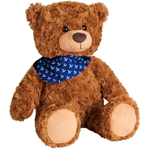 Peluche Ours marron avec foulard bleu 33x42 cm