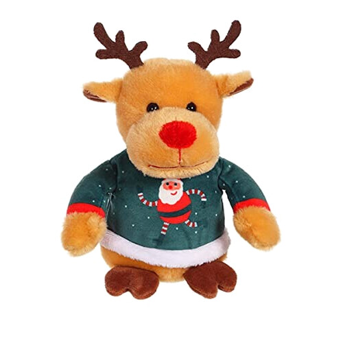 Peluche Renne pull vert 15 cm