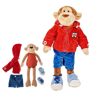 Peluche Singe rouge/bleu foncé 43 cm