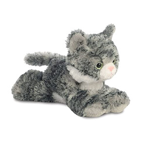 Peluche gris blanc rose 20x14 cm